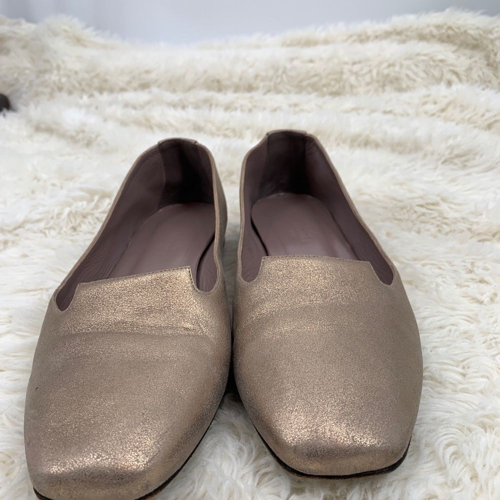Hermès Gold Metallic Leather Smoking Slippers - Picture 3 of 11